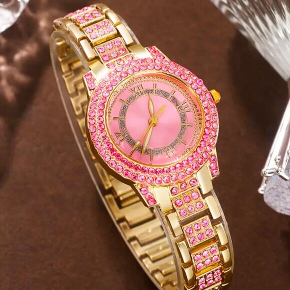 Brand New 6pc Women's Pink & Gold Quartz Watch Set - Picture 3 of 7